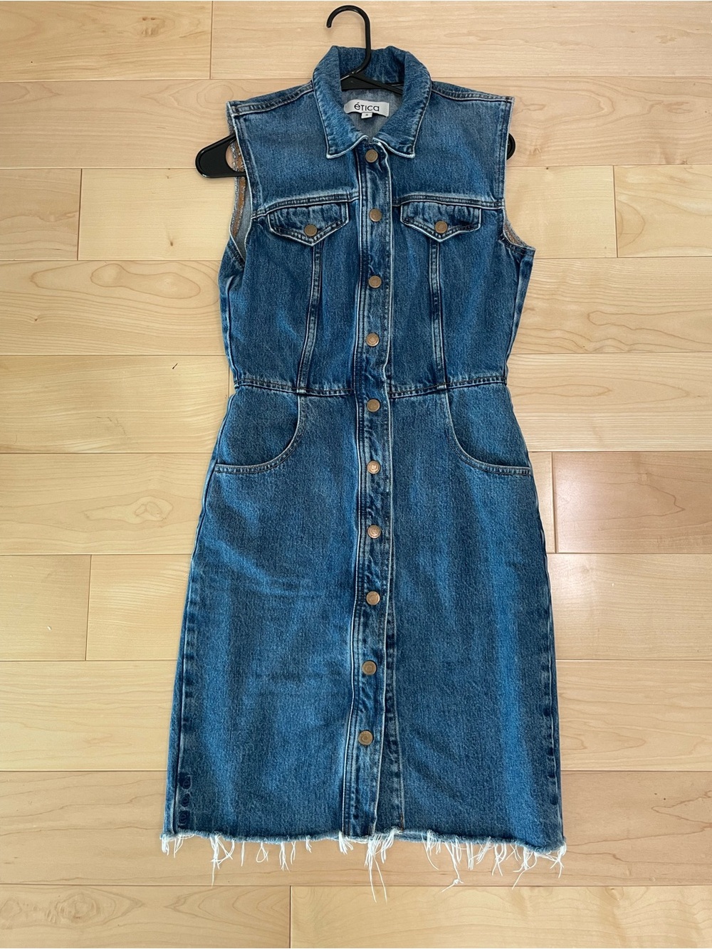 Ética "Jordyn" Sustainable Denim Trucker Dress – Blue Size S Etica cotton EUC